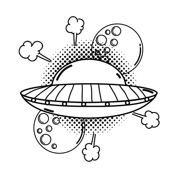 Ufo Flying Planets Pop Art Style Vector Illustration Design — Stock Vector
