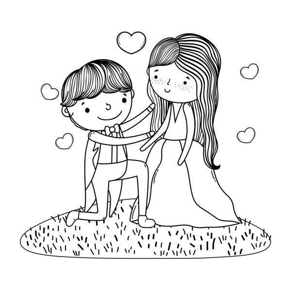 Lamaran Pernikahan Pasangan Gambar Gambar Vektor Kartun Yang Lucu Desain - Stok Vektor