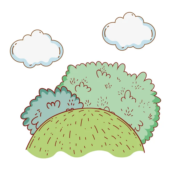 Buissons Herbe Mignon Dessin Animé Plein Air Vecteur Ilustration — Image vectorielle