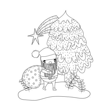 Sevimli Noel Noel Baba çanta vektör çizim ile tasarım