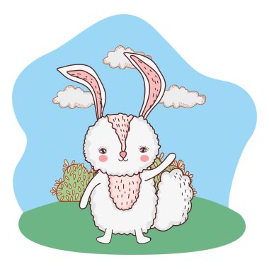 sevimli küçük tavşan karakter kamp vektör çizim tasarım