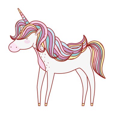 şirin peri masalı tek boynuzlu at karakter vektör çizim tasarımı