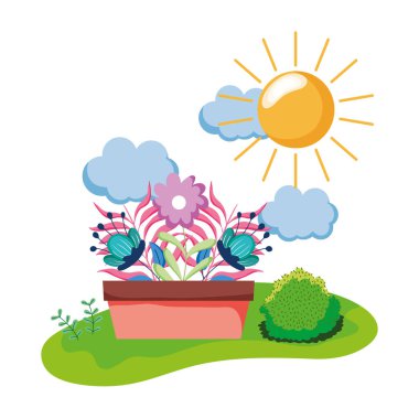 houseplant kamp sahne vektör çizim tasarım