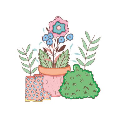 Bahçıvan çiçek Bahçe vektör çizim tasarım ile lastik çizmeler