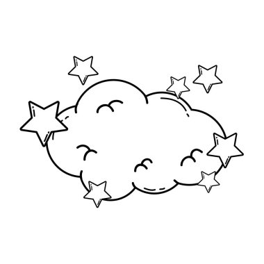 Yıldız sevimli çizgi vektör çizim grafik tasarım ile bulut