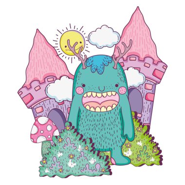 Fairytale canavar kale vektör çizim tasarım