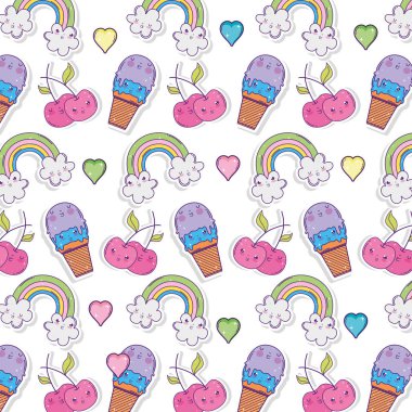 kawaii karakterler desen karakter vektör çizim tasarım