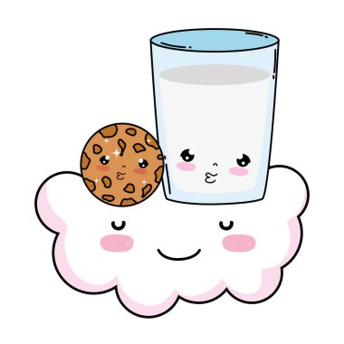 tanımlama bilgisi kawaii karakter vektör çizim tasarımı ile süt cam