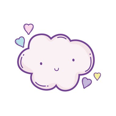 Aşık kalpler karikatür vektör çizim grafik tasarım ile şirin bulut