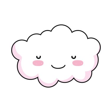 şirin bulut kawaii karakter vektör çizim tasarımı
