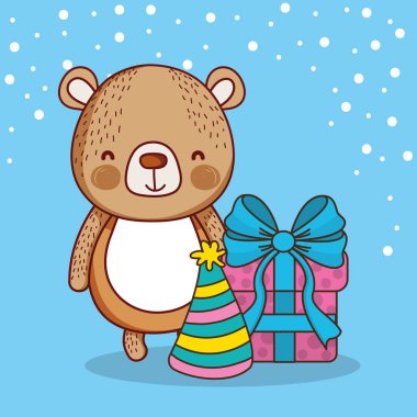 mutlu Doğum günü kartı sevimli hayvan çizgi vektör çizim grafik tasarım ile