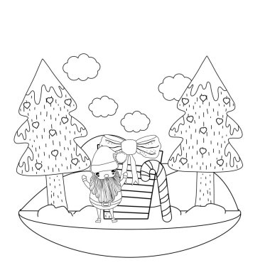 Noel Baba hediye çimen vektör çizim tasarım ile