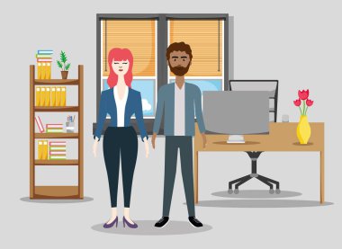 İş arkadaşları office sahne karikatür, çizim grafik tasarım vektör