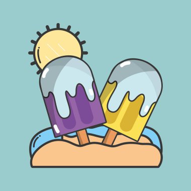 Örnek grafik tasarım vektör yaz ve plajda popsicles