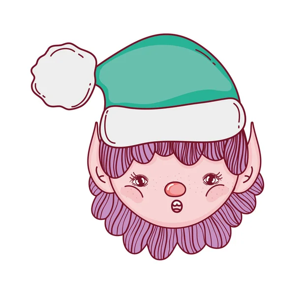 Mignon Santa Helper Tête Personnage Vecteur Illustration Conception — Image vectorielle