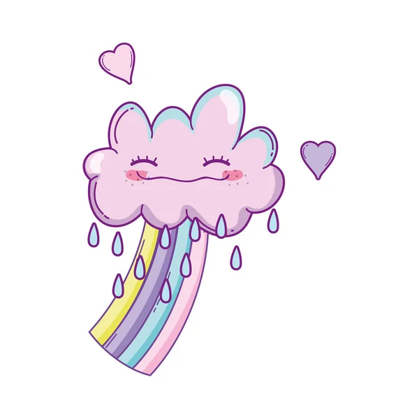 Schattig Wolk Regenboog Tekenfilms Pastel Kleuren Vector Illustratie Grafisch Ontwerp — Stockvector