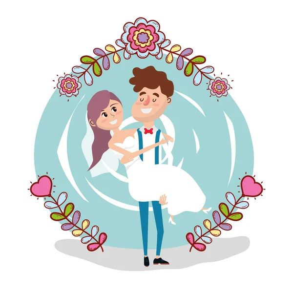 Just Married Wedding Couple Card Design Vector Illustration Graphic Design — Stock Vector