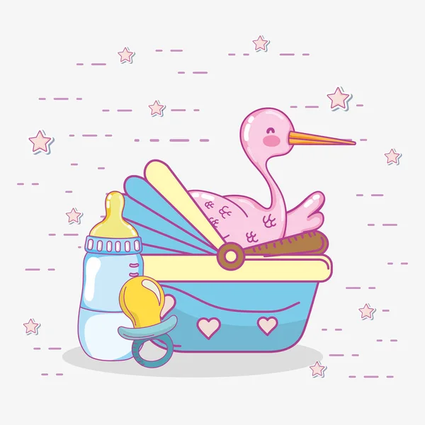 Bébé Douche Jouets Célébration Dessins Animés Mignons Vectoriel Illustration Conception — Image vectorielle