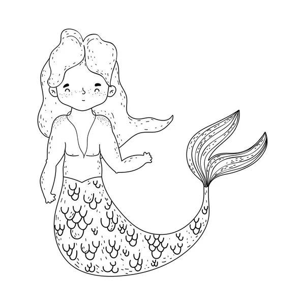 Male Mermaid Fairytale Character Vector Illustration Design — Stock Vector