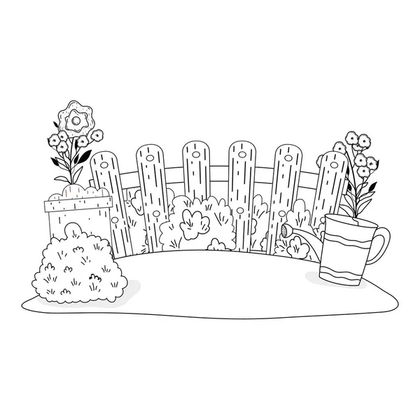 Trädgårdsmästare Dusch Sprinkler Med Blad Och Blommor Vektor Illustration — Stock vektor