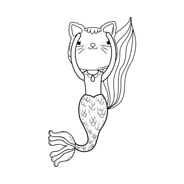 Lindo Purrmaid Personaje Cuento Hadas Vector Ilustración Diseño — Vector de stock