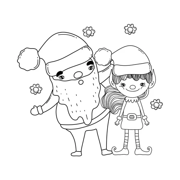 Roztomilý Vánoční Santa Claus Pomocnou Vektorové Ilustrace Návrh — Stockový vektor