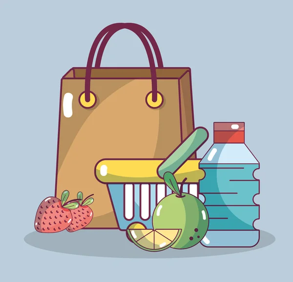 Compras Pequeno Almoço Comida Levar Saco Vetor Ilustração Design Gráfico — Vetor de Stock