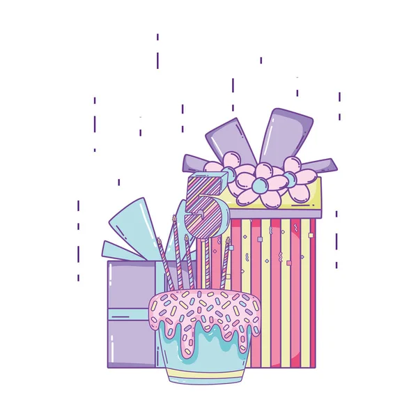 誕生日ケーキ ギフト ボックス かわいい漫画 — ストックベクタ