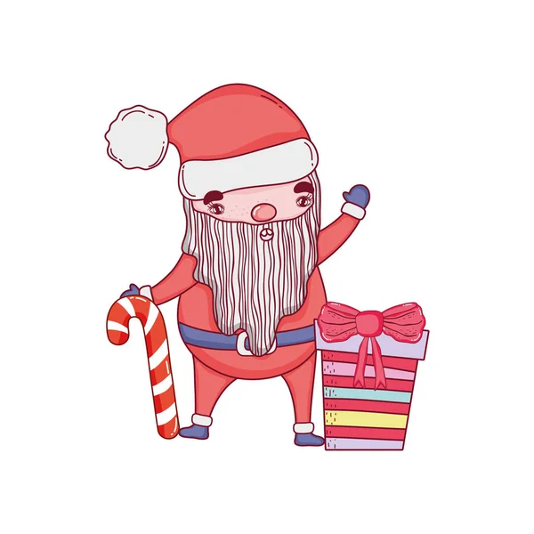 Mignon Noël Père Noël Claus Avec Cadeau Cadeau Vectoriel Illustration — Image vectorielle