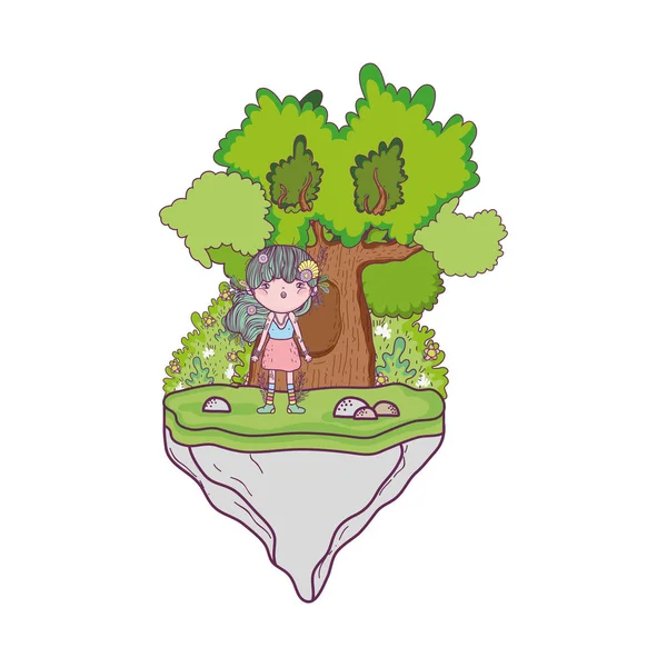 Χαριτωμένη Μικρή Νεράιδα Σχεδιασμό Εικονογράφηση Διάνυσμα Χαρακτήρων Δέντρο — Διανυσματικό Αρχείο