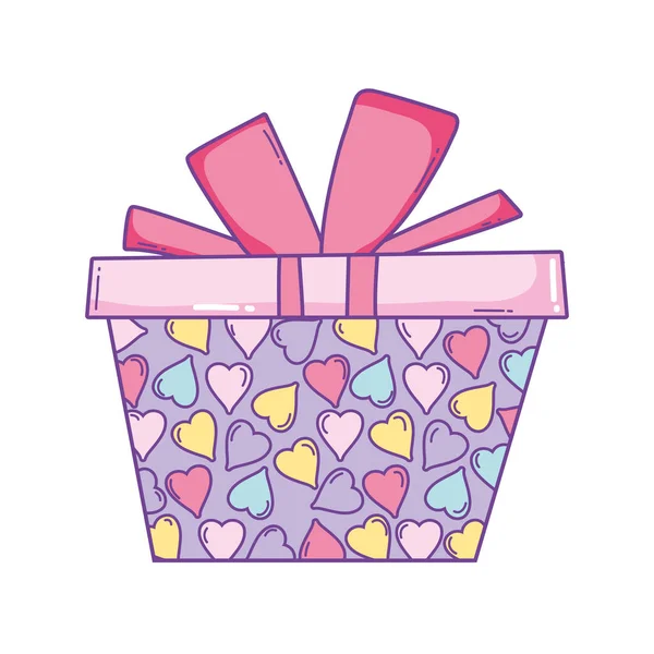 Caja Regalo Cumpleaños Con Corazones Dibujos Animados Vector Ilustración Diseño — Vector de stock