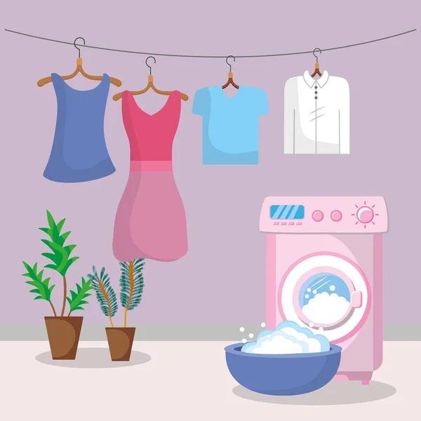 空置洗衣房与家电矢量插图图形设计 — 图库矢量图片