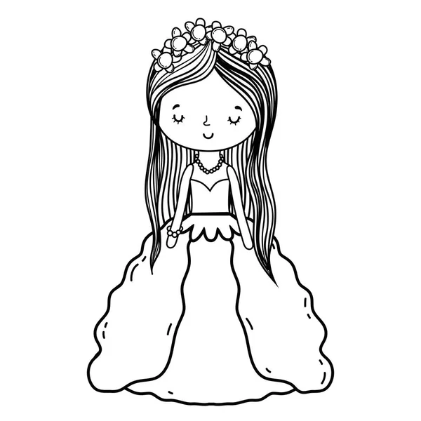 Novia Boda Lindo Con Vestido Dibujos Animados Vector Ilustración Diseño — Vector de stock