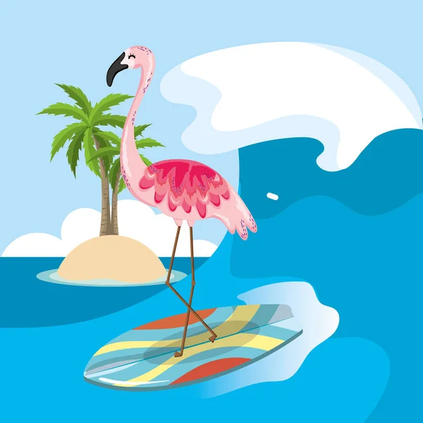 Tropikalnej Plaży Krajobraz Tematu Elementami Ptak Wektor Projekt Graficzny Ilustracja — Wektor stockowy