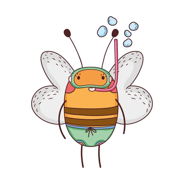 Mignon Petite Abeille Avec Tuba Vectoriel Illustration Design — Image vectorielle