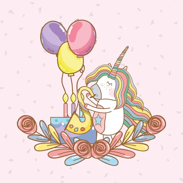 Birthday Party Unicorn Birthday Party Unicorn Cartoon Vector Illustration Graphic — Stock Vector