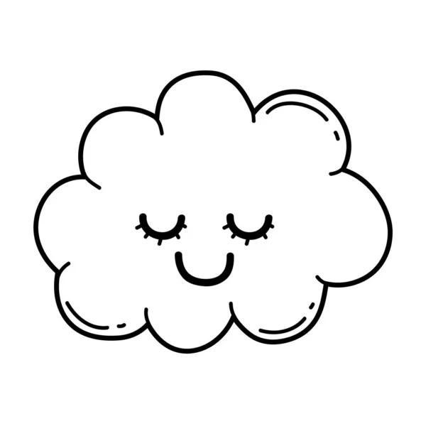 Schattig Gelukkig Wolk Glimlachend Cartoon Vector Illustratie Grafisch Ontwerp — Stockvector