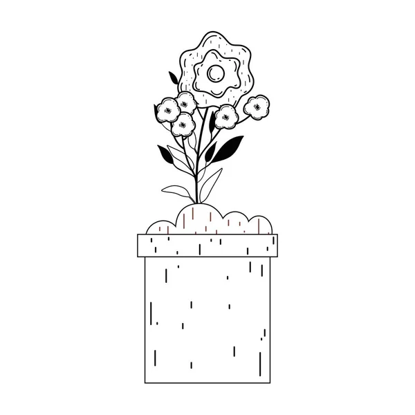 Blumen Garten Topf Vektor Illustration Design — Stockvektor