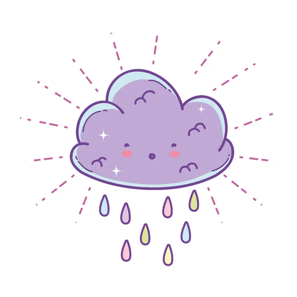 Niedlich Wolke Regnet Cartoon Vektor Illustration Grafik Design — Stockvektor