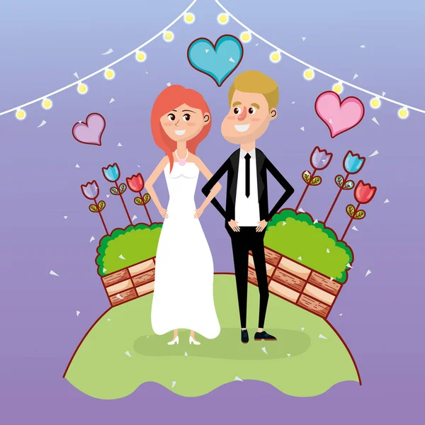 Just Married Wedding Couple Card Design Vector Illustration Graphic Design — Stock Vector