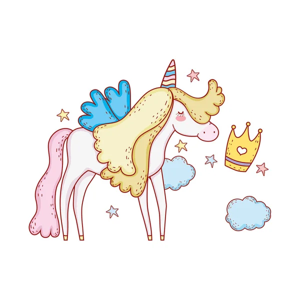 Cute Fairytale Unicorn Character Vector Illustration Design — Stock Vector