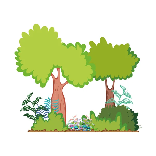 Δάσος Φυτών Στο Τοπίο Σχεδιασμό Εικονογράφηση Διάνυσμα — Διανυσματικό Αρχείο