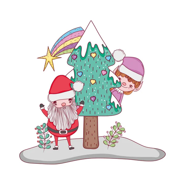 Christmas Santa Claus Helper Landscape Vector Illustration — Stock Vector
