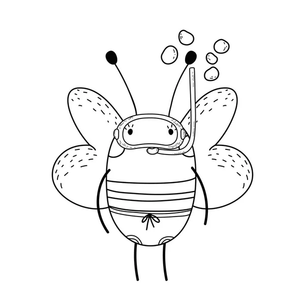 Mignon Petite Abeille Avec Tuba Vectoriel Illustration Design — Image vectorielle