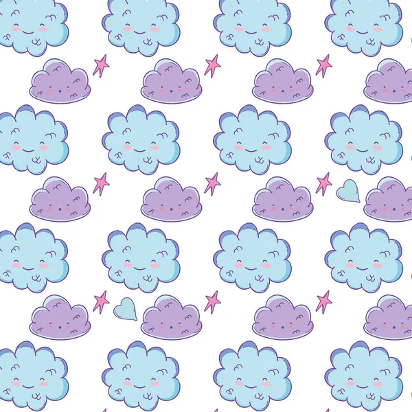 Şirin bulutlar arka plan desen çizgi film illüstrasyon grafik tasarım vektör