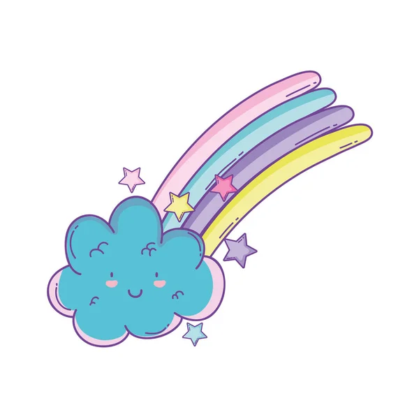 Carino Nuvola Cartoni Animati Arcobaleno Colori Pastello — Vettoriale Stock