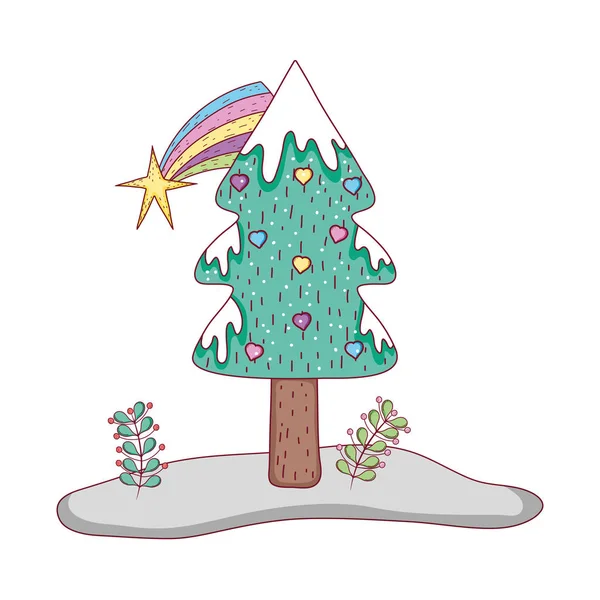 Feliz Natal Árvore Ícone Vetor Ilustração Design — Vetor de Stock