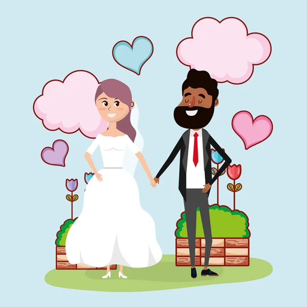 Appena Sposati Matrimonio Coppia Carta Disegno Vettore Illustrazione Grafica Design — Vettoriale Stock
