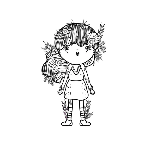 Mignon Petite Fée Avec Elfe Oreilles Personnage Vecteur Illustration Conception — Image vectorielle