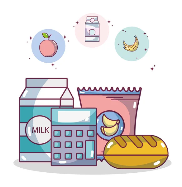 Illustration Graphique Vectorielle Des Produits Alimentaires Des Supermarchés — Image vectorielle